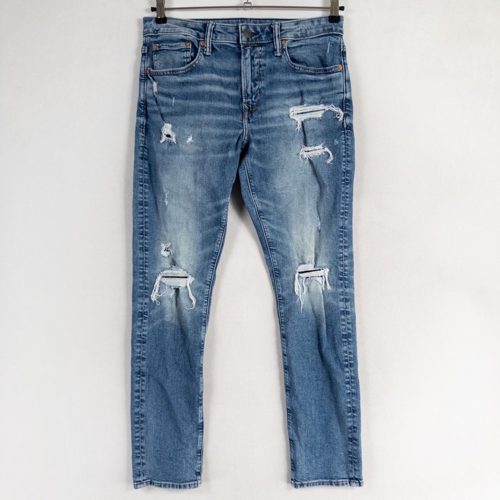 American Eagle Outfitters Jeans Mens 31 x 32 Blue Athletic Skinny Distressed